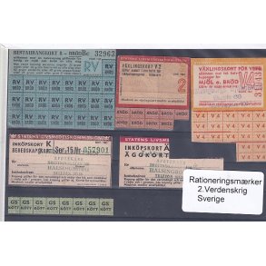 Rationeringsmrker - 2. Verdenskrig - Sverige