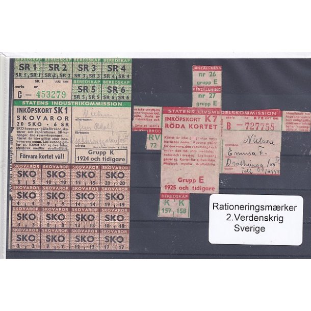 Rationeringsmrker - 2. Verdenskrig - Sverige