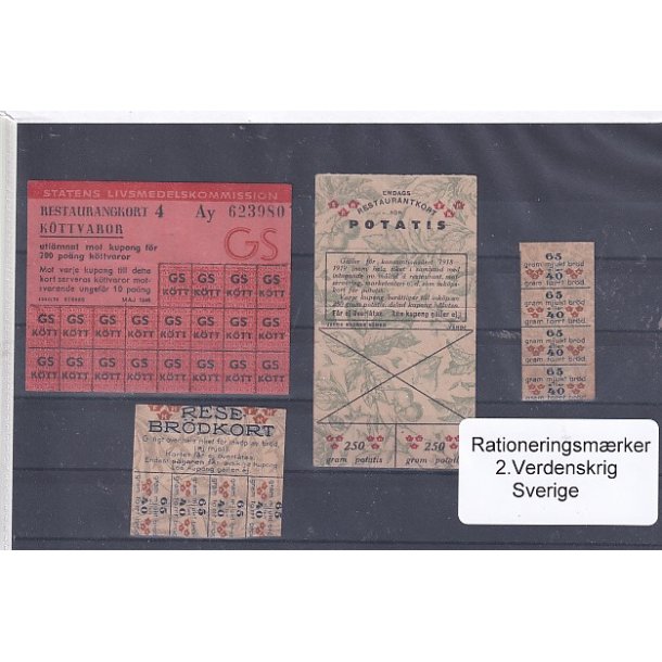 Rationeringsmrker - 2. Verdenskrig - Sverige