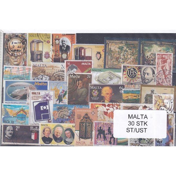 Malta Samling - 30 Stk. Stemplet/Ustemplet