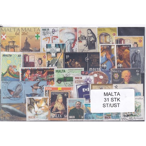 Malta Samling - 31 Stk. Stemplet/Ustemplet
