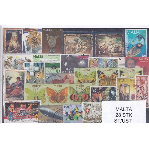 Malta Samling - 28 Stk. Stemplet/Ustemplet