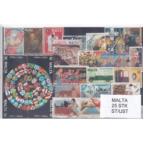Malta Samling - 25 Stk. Stemplet/Ustemplet