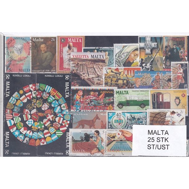 Malta Samling - 25 Stk. Stemplet/Ustemplet