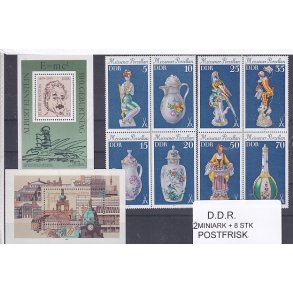 D.D.R Samling - 2 Stk. Miniark - 8 Stk. - Postfrisk
