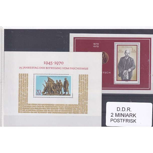 D.D.R Samling - 2 Stk. Miniark - Postfrisk