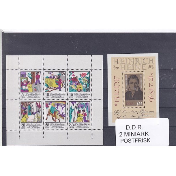 D.D.R Samling - 2 Stk. Miniark - Postfrisk