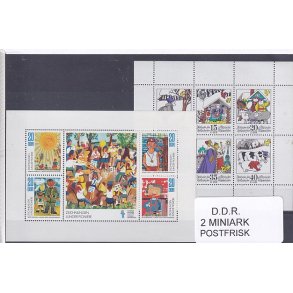 D.D.R Samling - 2 Stk. Miniark - Postfrisk