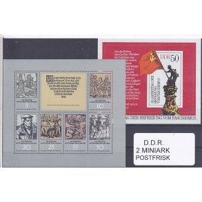 D.D.R Samling - 2 Stk. Miniark - Postfrisk
