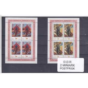 D.D.R Samling - 2 Stk. Miniark - Postfrisk
