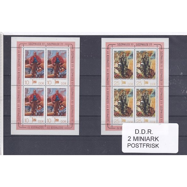 D.D.R Samling - 2 Stk. Miniark - Postfrisk