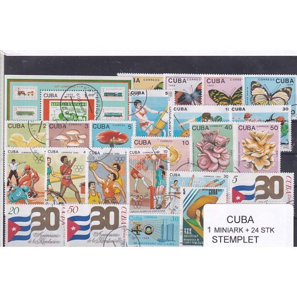 Cuba Samling - 1 Miniark + 24 stk Stemplet