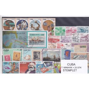 Cuba Samling - 1 Miniark + 25 stk Stemplet