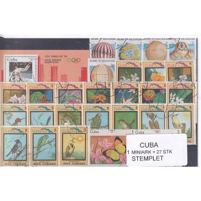 Cuba Samling - 1 Miniark + 27 stk Stemplet