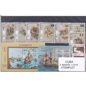 Cuba Samling - 2 Miniark + 9 stk Stemplet