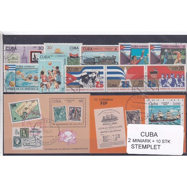 Cuba Samling - 2 Miniark + 10 stk Stemplet