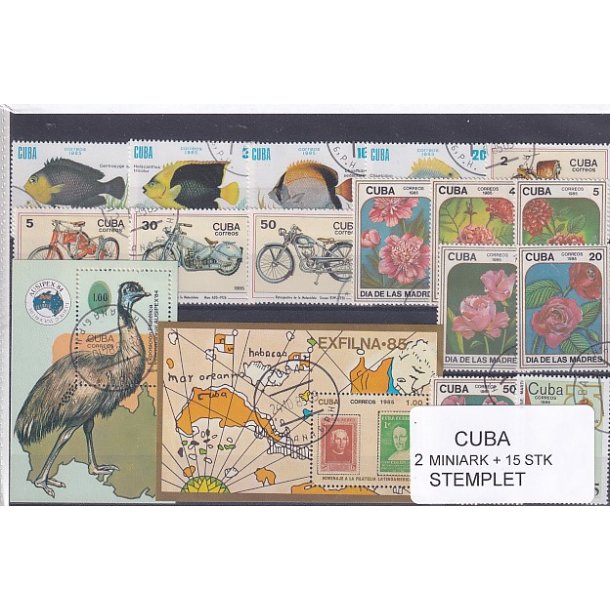 Cuba Samling - 2 Miniark + 15 stk Stemplet