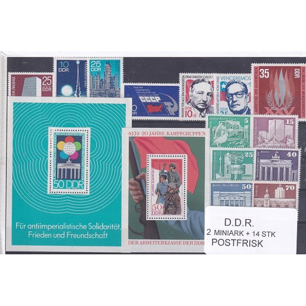 D.D.R Samling - 2 Stk. Miniark - 14 Stk. - Postfrisk