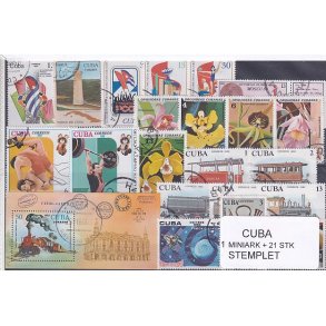 Cuba Samling - 1 Miniark + 21 stk Stemplet