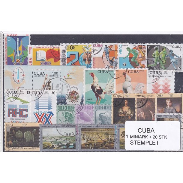 Cuba Samling - 1 Miniark + 20 stk Stemplet
