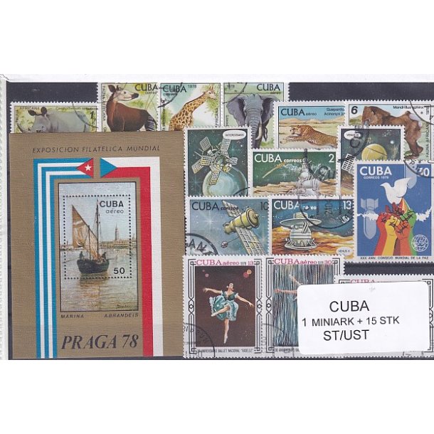 Cuba Samling - 1 Miniark + 15 stk Stemplet