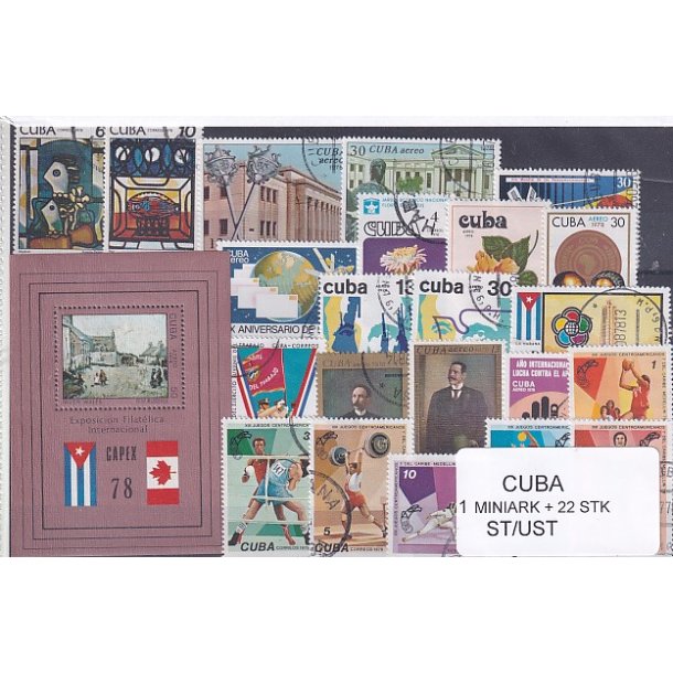 Cuba Samling - 1 Miniark + 22 stk Stemplet