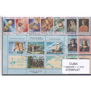 Cuba Samling - 1 Miniark + 11 stk Stemplet