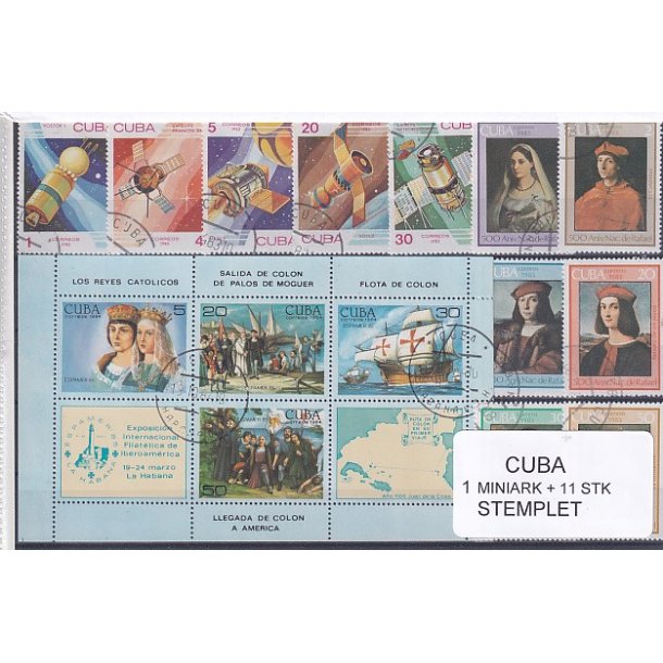 Cuba Samling - 1 Miniark + 11 stk Stemplet