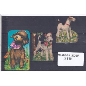 Glansbilleder - Hunde - 3 Stk 