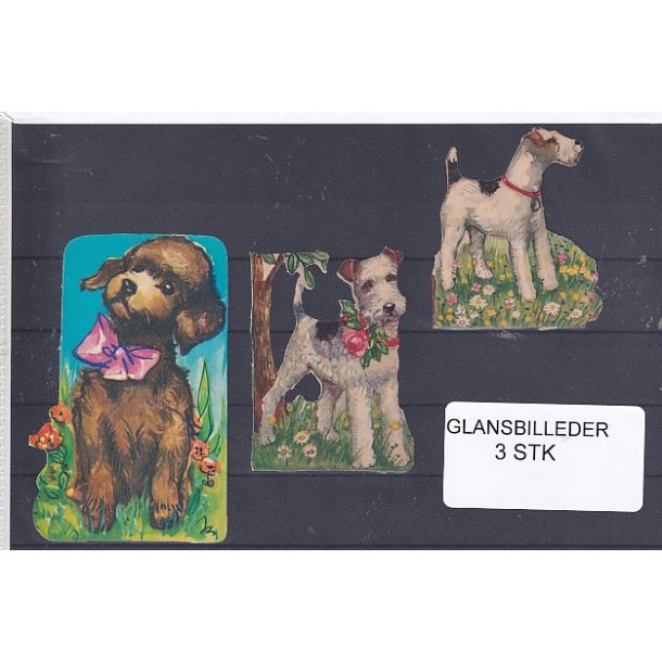 Glansbilleder - Hunde - 3 Stk 