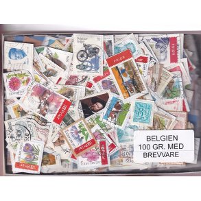 Belgien 100 g. Brevvare m. Billedm�rker- T�t klip