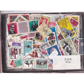 D.D.R. Dubletparti 100 gram afvaskede frimrker.