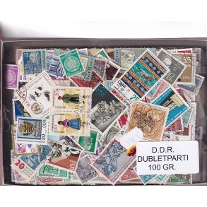 D.D.R. Dubletparti 100 gram afvaskede frimrker.