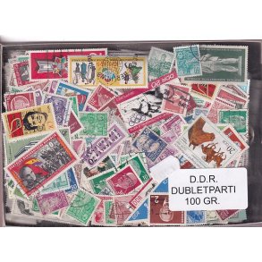 D.D.R. Dubletparti 100 gram afvaskede frimrker.