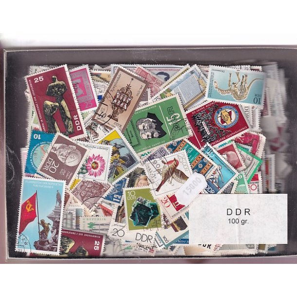 D.D.R. Dubletparti 100 gram afvaskede frimrker.