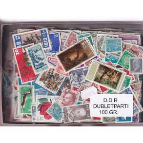 D.D.R. Dubletparti 100 gram afvaskede frimrker.