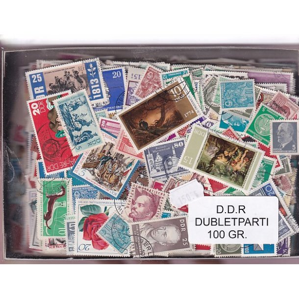 D.D.R. Dubletparti 100 gram afvaskede frimrker.