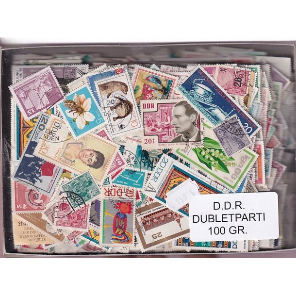 D.D.R. Dubletparti 100 gram afvaskede frimrker.