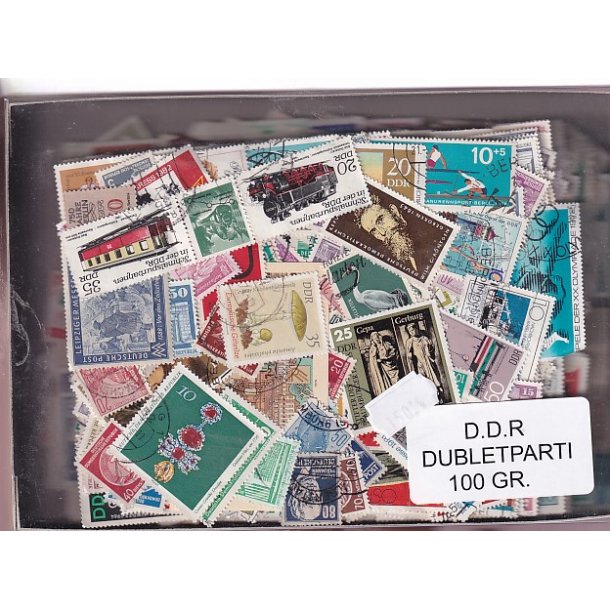 D.D.R. Dubletparti 100 gram afvaskede frimrker.