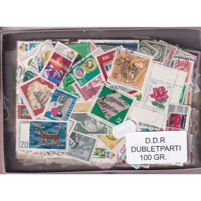 D.D.R. Dubletparti 100 gram afvaskede frimrker.