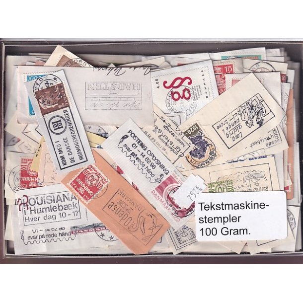 Danmark Tekstmaskinestempelafklip 100 gram.