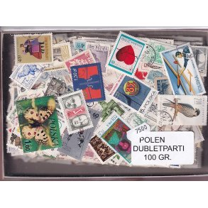 Polen Dubletparti 100 gram afvaskede frimrker.