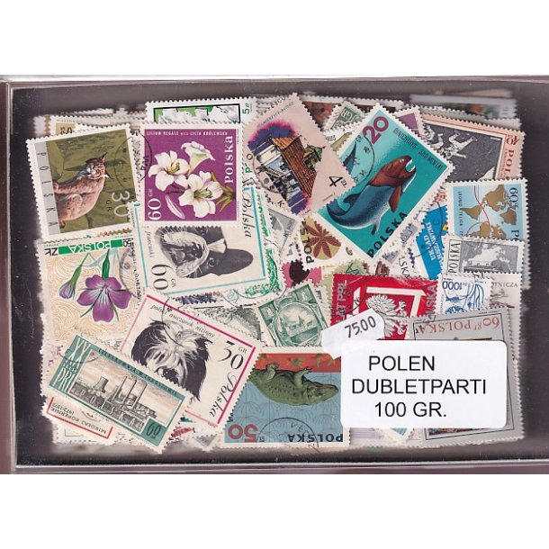 Polen Dubletparti 100 gram afvaskede frimrker.