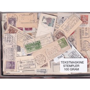 Danmark Tekstmaskinestempelafklip 100 gram.