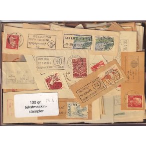 Danmark Tekstmaskinestempelafklip 100 gram.