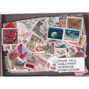 Polen Dubletparti 100 gram afvaskede frimrker.
