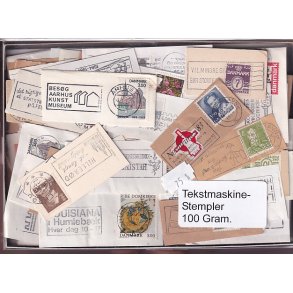 Danmark Tekstmaskinestempelafklip 100 gram.