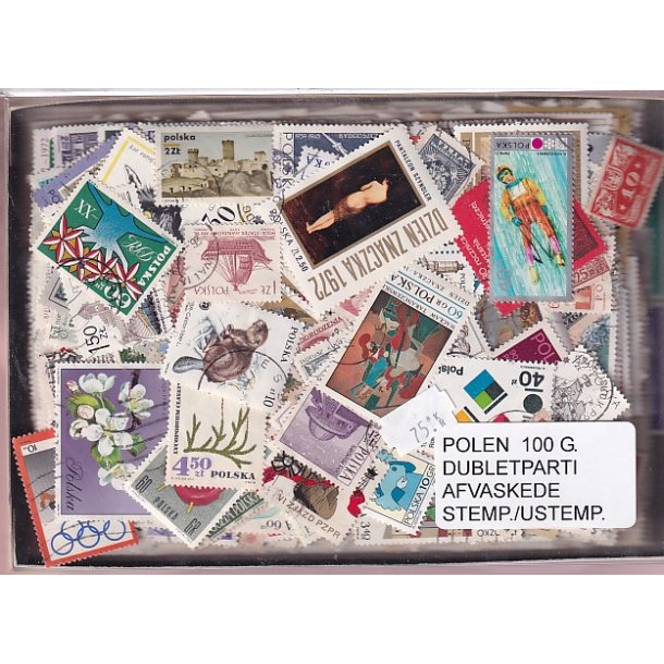 Polen Dubletparti 100 gram afvaskede frimrker.