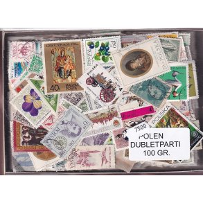 Polen Dubletparti 100 gram afvaskede frimrker.