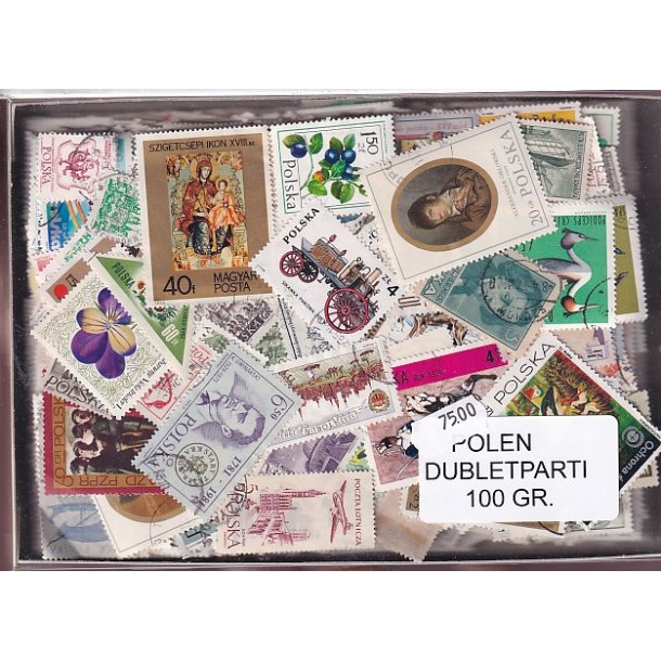 Polen Dubletparti 100 gram afvaskede frimrker.